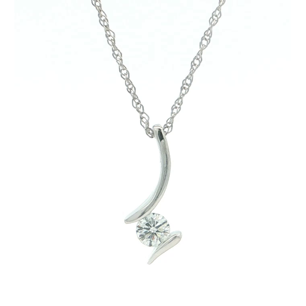 14kt White Gold Diamond Pendant on an 18