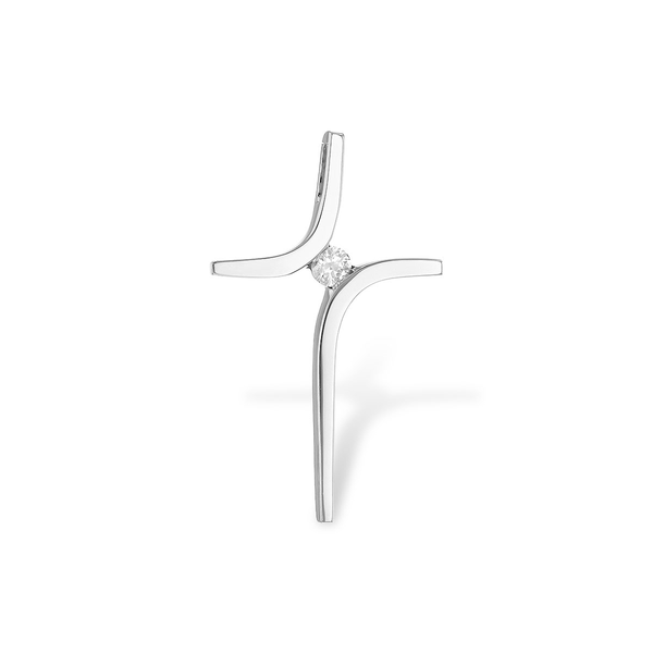 14kt White Gold Cross Pendant with Diamond Accent Stambaugh Jewelers Defiance, OH
