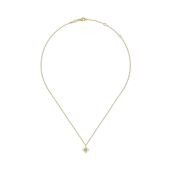 14kt Yellow Gold Floral Diamond Pendant Image 2 Stambaugh Jewelers Defiance, OH