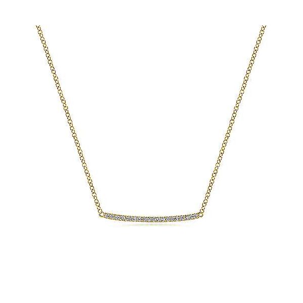 14K Yellow Gold Curved Pave Diamond Bar Necklace Stambaugh Jewelers Defiance, OH