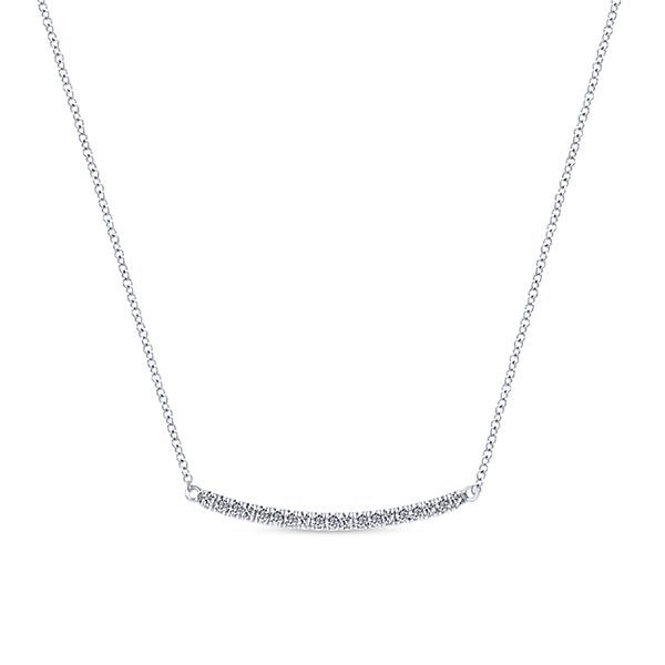 14kt White Gold Diamond Curved Bar Necklace Stambaugh Jewelers Defiance, OH