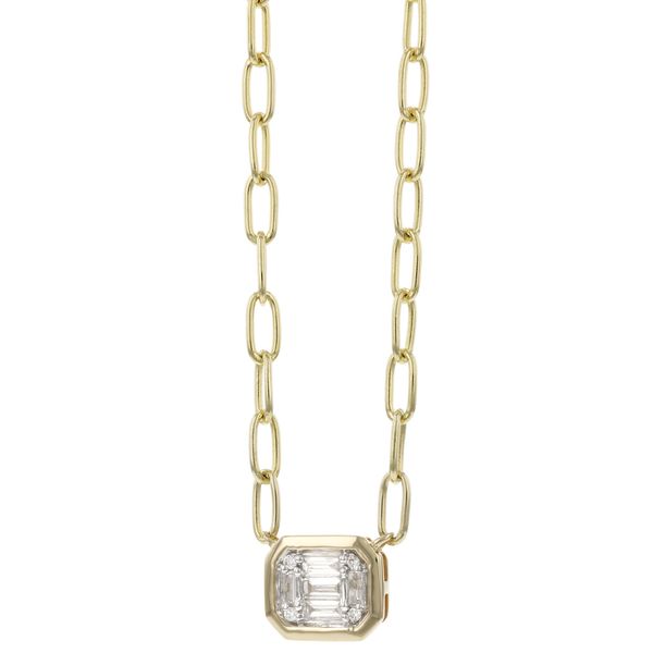 14kt Yellow Gold Diamond Pendant on a Paperclip Chain Image 2 Stambaugh Jewelers Defiance, OH