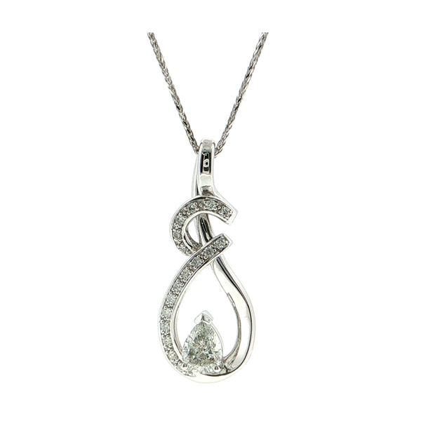 White Gold Pear Diamond Infinity Pendant Necklace Stambaugh Jewelers Defiance, OH