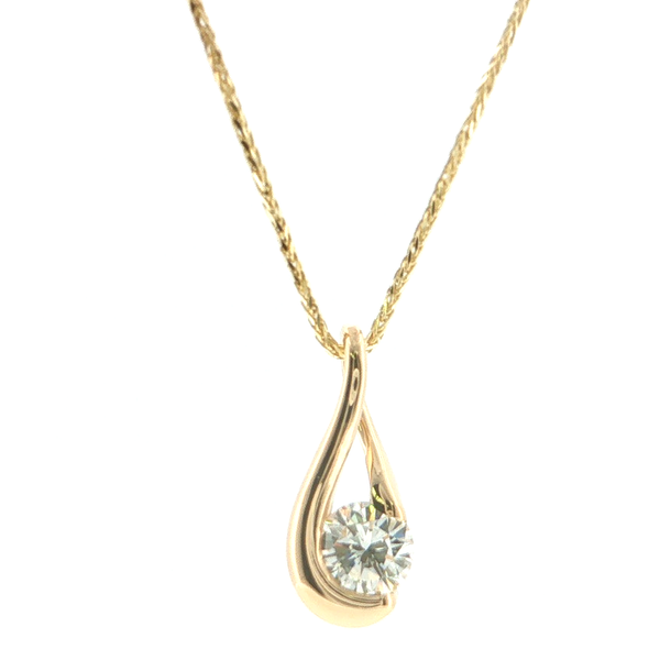 Diamond Swirl Pendant Necklace in Yellow Gold Stambaugh Jewelers Defiance, OH