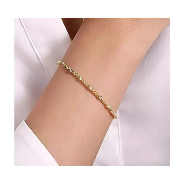 14K White-Yellow Gold Bujukan Diamond Stations Bangle Image 2 Stambaugh Jewelers Defiance, OH