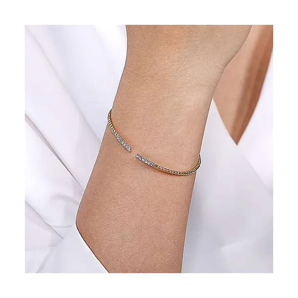 14kt Yellow Gold Bujukan Bead Diamond Cuff Bracelet Image 2 Stambaugh Jewelers Defiance, OH