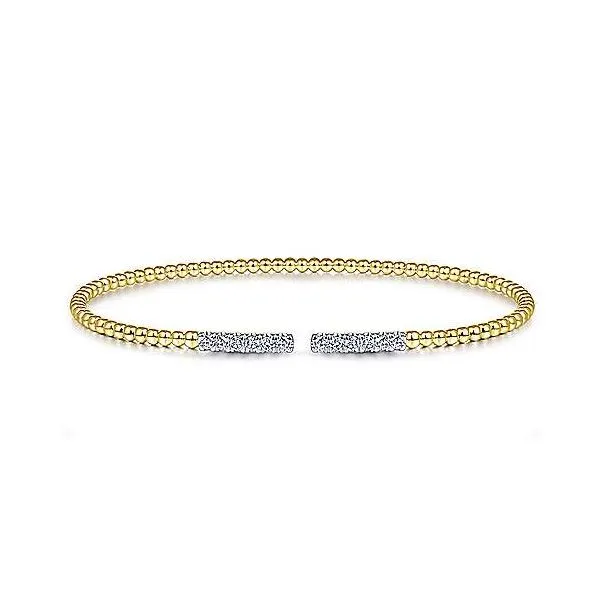 14kt Yellow Gold Bujukan Bead Diamond Cuff Bracelet Stambaugh Jewelers Defiance, OH