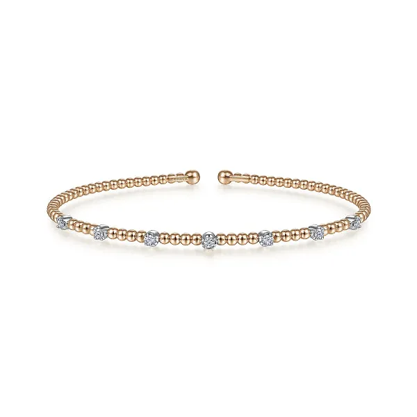 14kt Rose amd White Gold Diamond Bujukan Cuff Bracelet Stambaugh Jewelers Defiance, OH