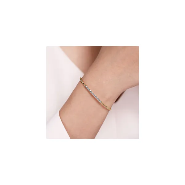14kt Yellow Gold Bujukan Diamond Bar Split Bangle
