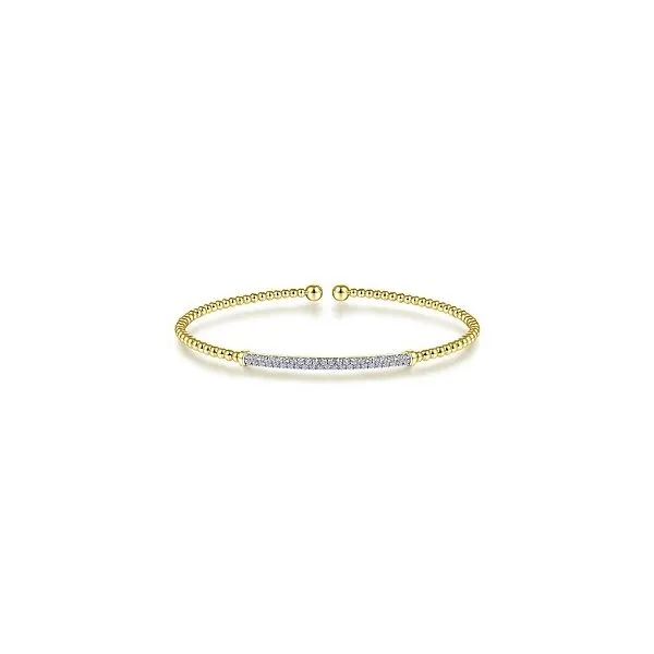 14kt Yellow Gold Bujukan Diamond Bar Split Bangle