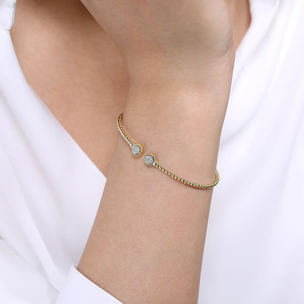 14kt Yellow Gold and Diamond Bujukan Cuff Bracelet Image 2 Stambaugh Jewelers Defiance, OH
