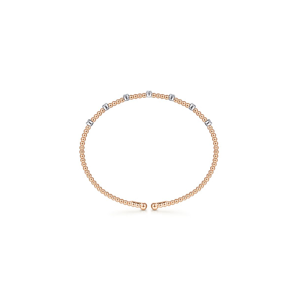 14kt Rose amd White Gold Diamond Bujukan Cuff Bracelet Image 3 Stambaugh Jewelers Defiance, OH