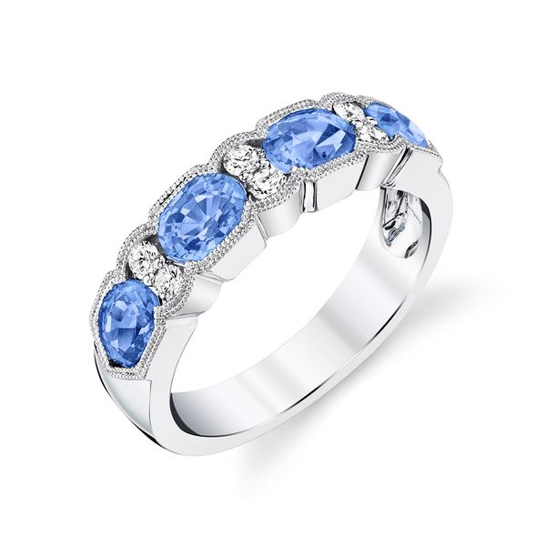 Pastel Blue Sapphire and Diamond Ring in 14 Karat White Gold Stambaugh Jewelers Defiance, OH
