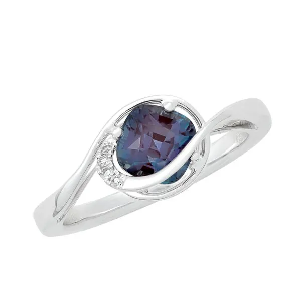 Chatham® Created Alexandrite and Lab Grown Diamond Ring in 14 Karat White Gold Stambaugh Jewelers Defiance, OH