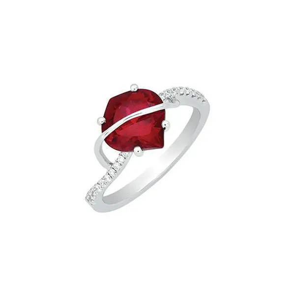 Chatham® Created Ruby and Lab Grown Diamond Ring in 14 Karat White Gold Stambaugh Jewelers Defiance, OH