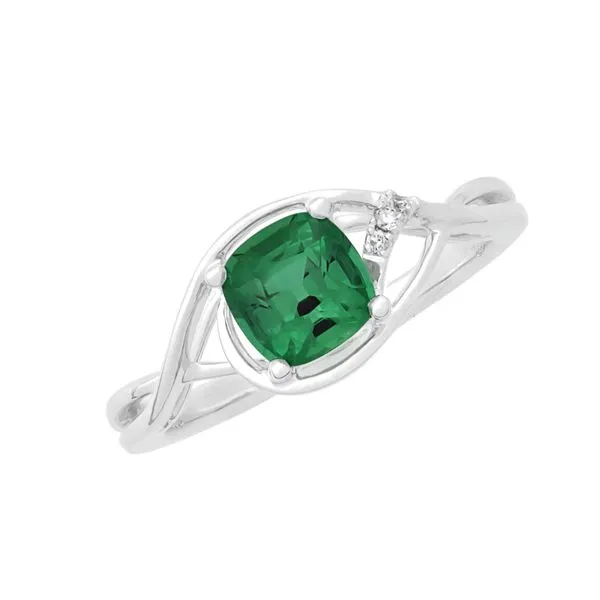 Chatham® Created Emerald and Lab Grown Diamond Ring in 14 Karat White Gold Stambaugh Jewelers Defiance, OH