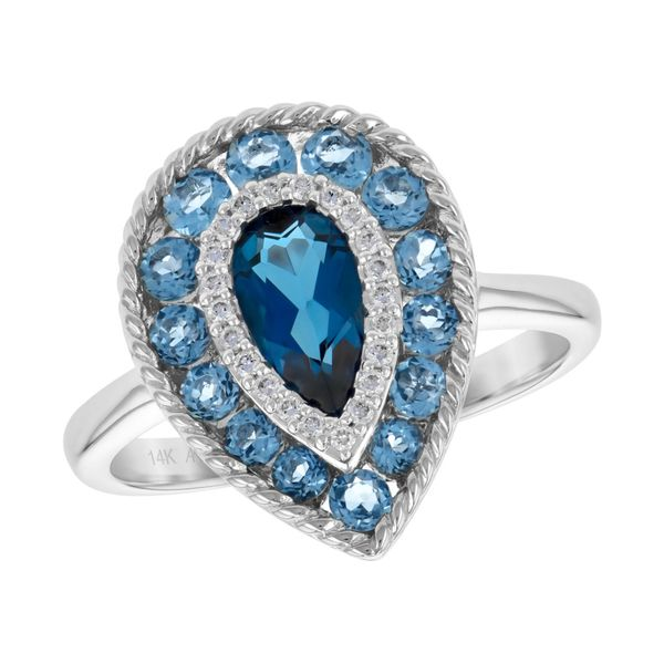 14 Karat White Gold London Blue Topaz, Sky Blue Topaz  and .Diamond Ring Stambaugh Jewelers Defiance, OH
