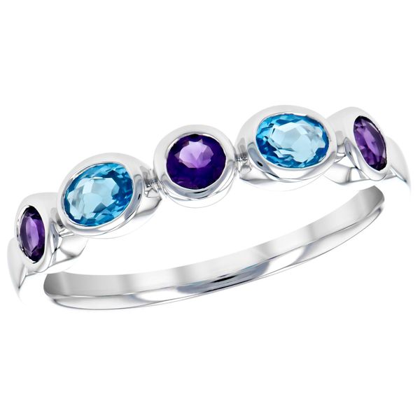 14kt White Gold Amethyst and Blue Topaz Ring Stambaugh Jewelers Defiance, OH