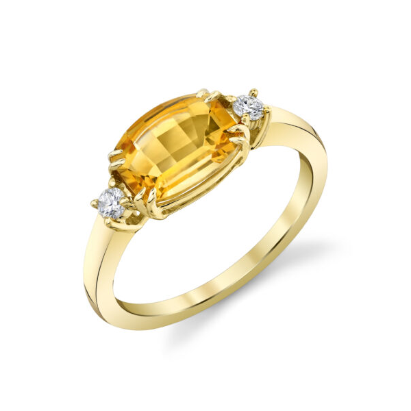 Kay Round Citrine Ring 1/20 ct tw Diamonds 10K Yellow Gold | Hamilton Place