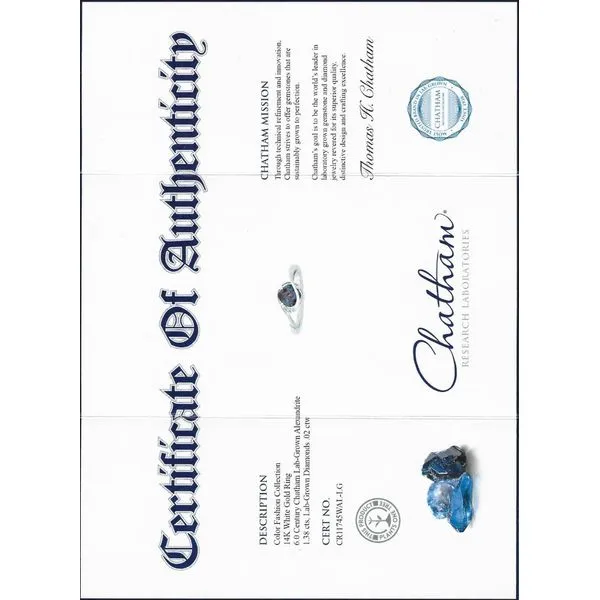Chatham® Created Alexandrite and Lab Grown Diamond Ring in 14 Karat White Gold Image 2 Stambaugh Jewelers Defiance, OH