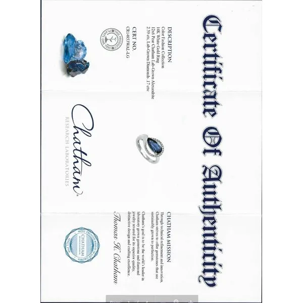 Chatham® Created Alexandrite and Diamond Ring in 14kt White Gold Image 2 Stambaugh Jewelers Defiance, OH