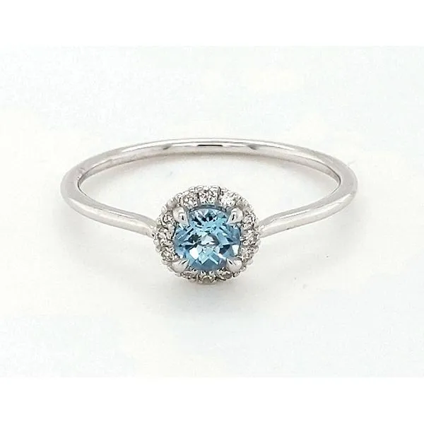 14kt White Gold Blue Topaz and Diamond Halo Ring Image 2 Stambaugh Jewelers Defiance, OH