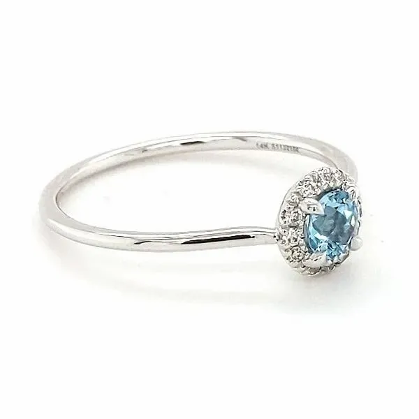 14kt White Gold Blue Topaz and Diamond Halo Ring Image 3 Stambaugh Jewelers Defiance, OH