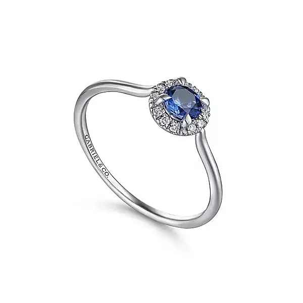 14kt White Gold Blue Sapphire and Diamond Ring Image 2 Stambaugh Jewelers Defiance, OH