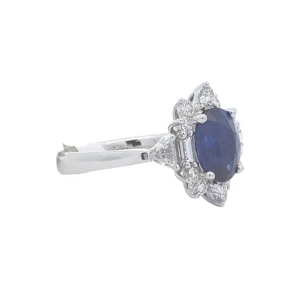 Platinum Sapphire and Diamond Ring Image 2 Stambaugh Jewelers Defiance, OH