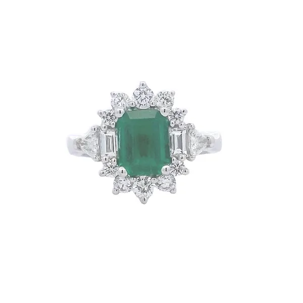 Platinum Emerald and Diamond Ring Stambaugh Jewelers Defiance, OH