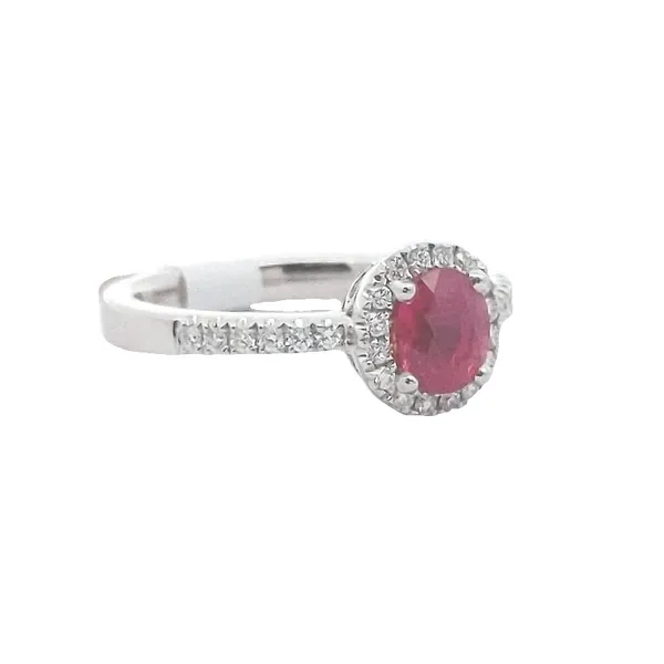 Platinum Ruby and Diamond Ring Image 2 Stambaugh Jewelers Defiance, OH