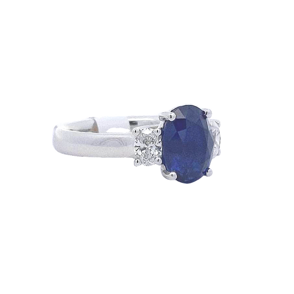 Platinum Sapphire and Diamond 3-stone Ring Image 2 Stambaugh Jewelers Defiance, OH
