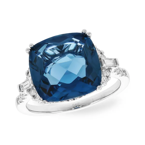 14kt White Gold London Blue Topaz and Diamond Ring
