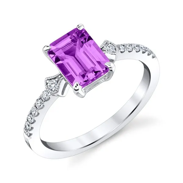 14kt White Gold Amethyst and Diamond Ring Stambaugh Jewelers Defiance, OH