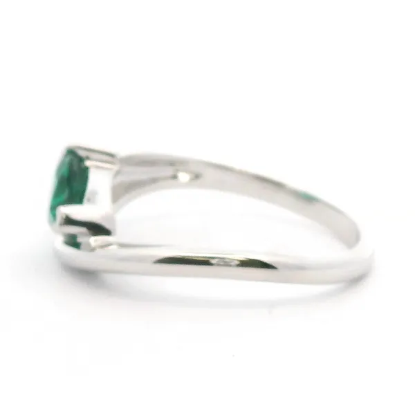 14kt White Gold Created Emerald and Diamond Ring Image 3 Stambaugh Jewelers Defiance, OH