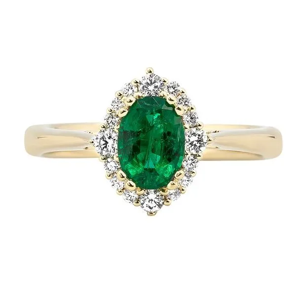 14K Yellow Gold Emerald and Diamond Fashion Ring similar item image