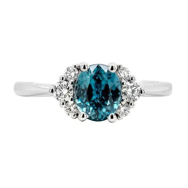 14K White Gold Blue Zircon and Diamond Fashion Ring Stambaugh Jewelers Defiance, OH
