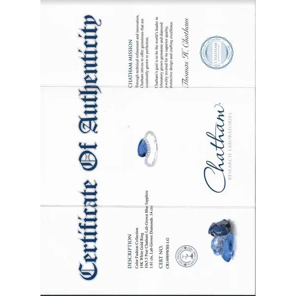 14kt White Gold Chatham® Created Sapphire and Diamon...