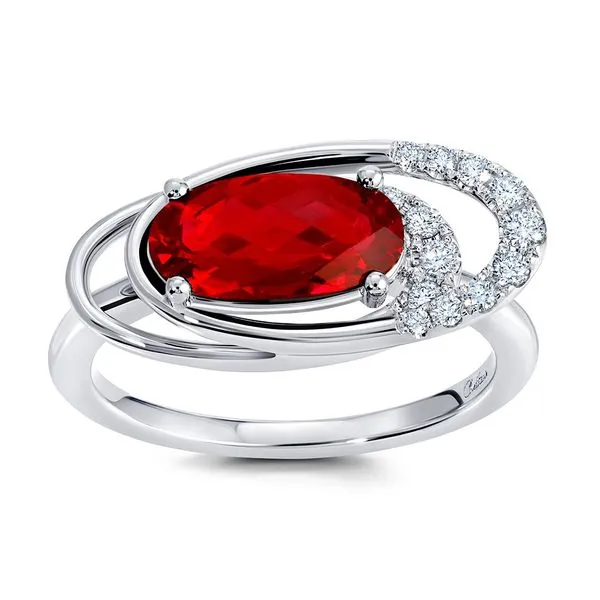 Chatham® Created Ruby and Diamond Ring in 14kt White Gold Stambaugh Jewelers Defiance, OH