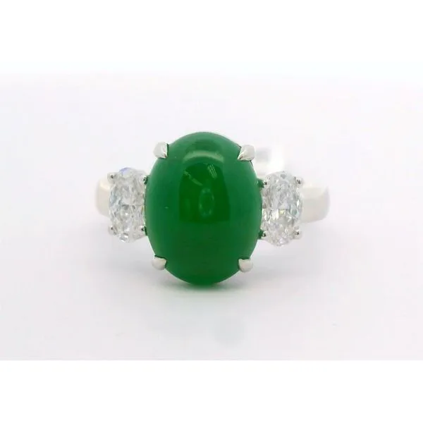 18 Karat White Gold Jade and Diamond Fashion Ring Stambaugh Jewelers Defiance, OH