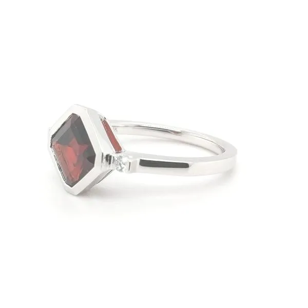 14 Karat White Gold Garnet and Diamond Ring