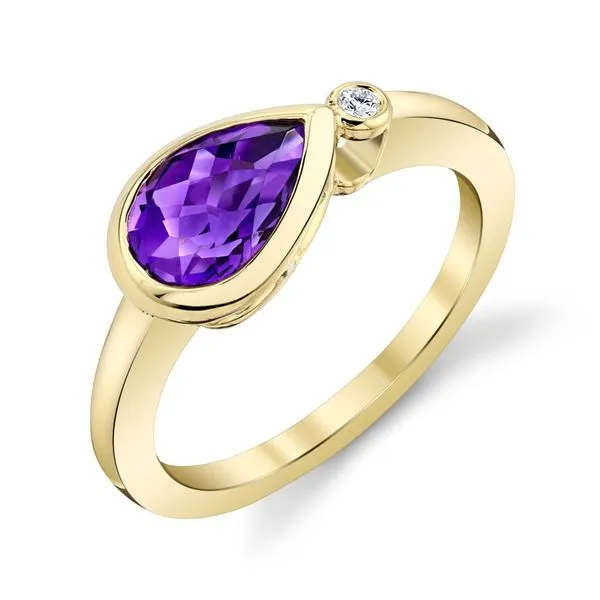 14kt Yellow Gold Amethyst and Diamond Ring
