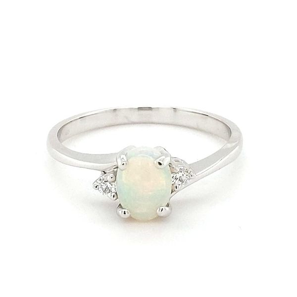 14kt White Gold Opal and Diamond Ring Image 2 Stambaugh Jewelers Defiance, OH