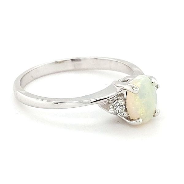 14kt White Gold Opal and Diamond Ring Image 3 Stambaugh Jewelers Defiance, OH