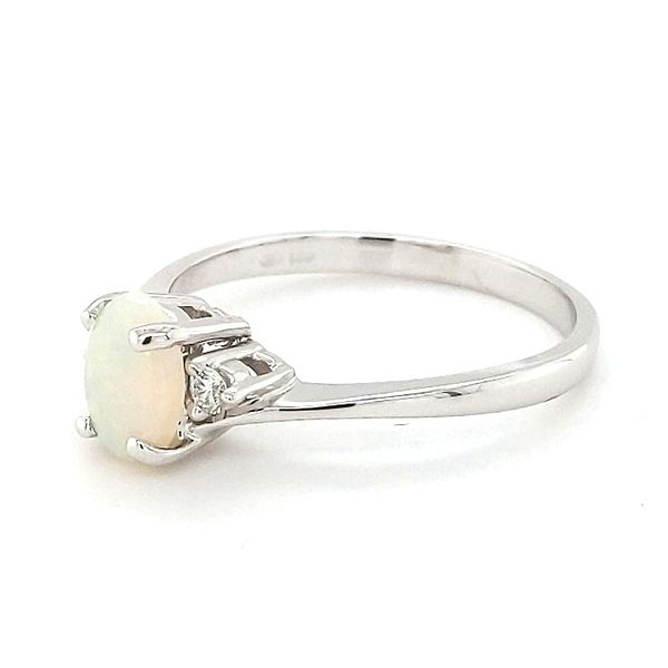 14kt White Gold Opal and Diamond Ring Image 4 Stambaugh Jewelers Defiance, OH