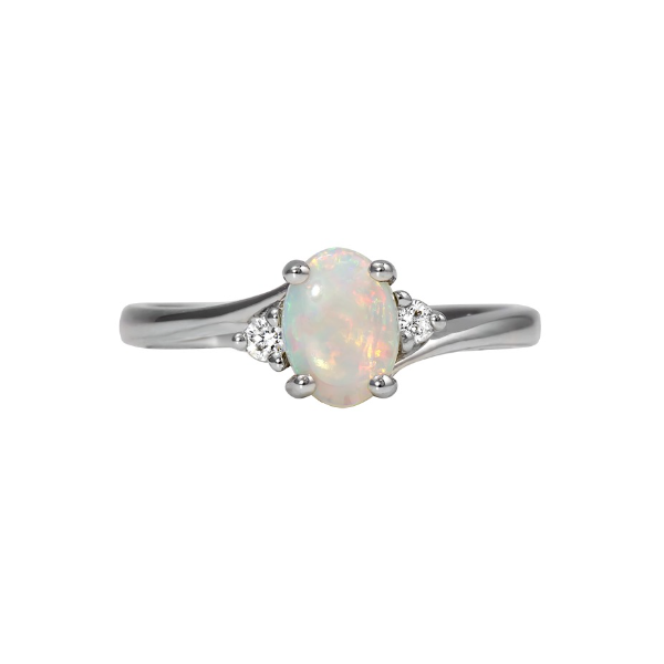 14kt White Gold Opal and Diamond Ring Stambaugh Jewelers Defiance, OH