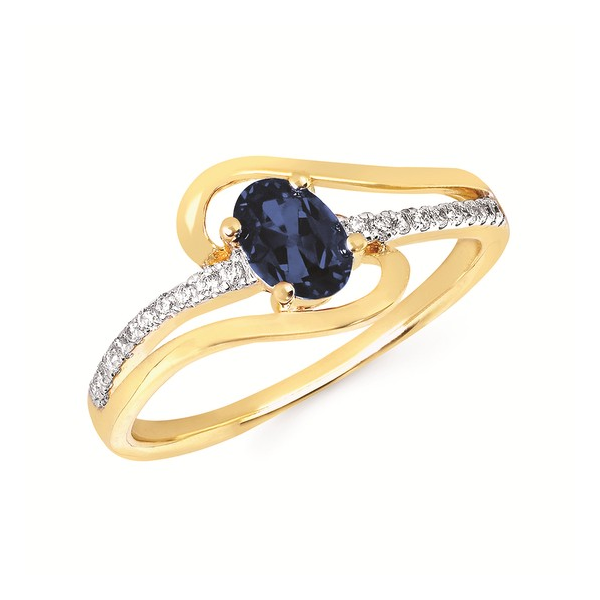 14kt Yellow Gold Sapphire and .10ctw Diamond Ring Stambaugh Jewelers Defiance, OH