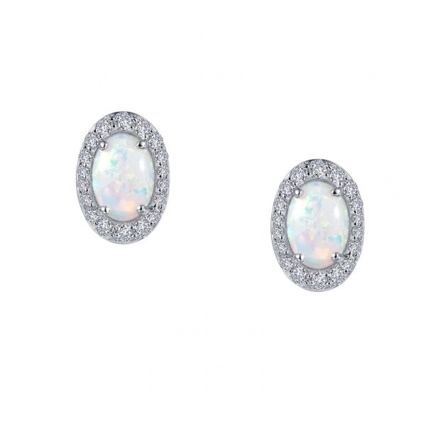 Lafonn Simulated Opal and Lassaire® Gemstone Earrings in Sterling Silver Stambaugh Jewelers Defiance, OH