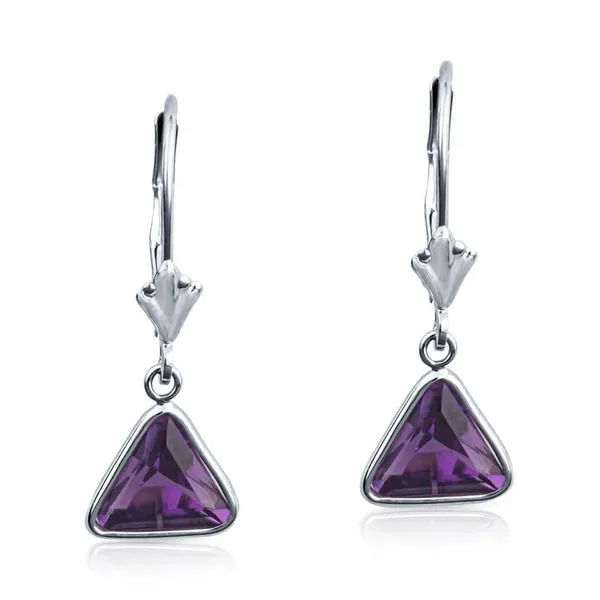 14kt White Gold Amethyst Drop Earrings Stambaugh Jewelers Defiance, OH