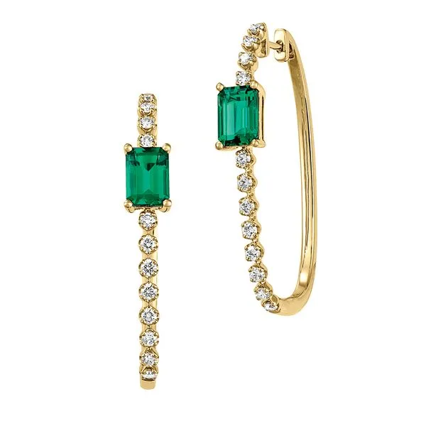 14kt Yellow Gold Chatham® Emerald and Diamond Earrings Stambaugh Jewelers Defiance, OH